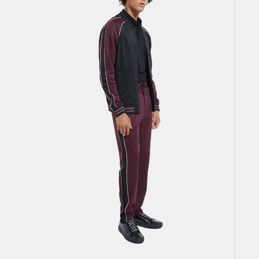 The Kooples Colorblock Zipped Sweatshirt Track Jacket Baseball Collar Silk Trim - Picture 3 of 11